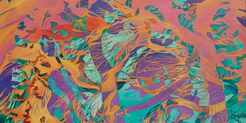 Subtropical Delta Blooms by Anne Blenker | Acrylic and Gel Medium on Canvas Subtropical Delta Blooms